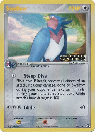 Swellow (32/113) (Stamped) [EX: Delta Species] | Arkham Games and Comics