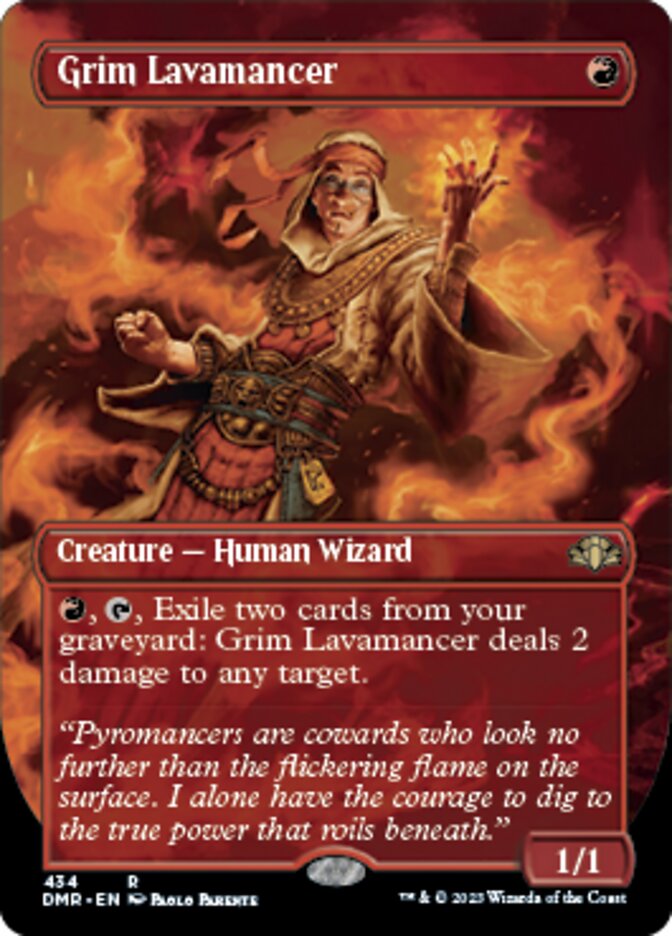 Grim Lavamancer (Borderless Alternate Art) [Dominaria Remastered] | Arkham Games and Comics