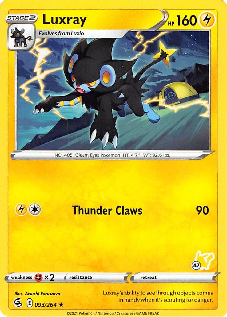 Luxray (093/264) (Pikachu Stamp #47) [Battle Academy 2022] | Arkham Games and Comics