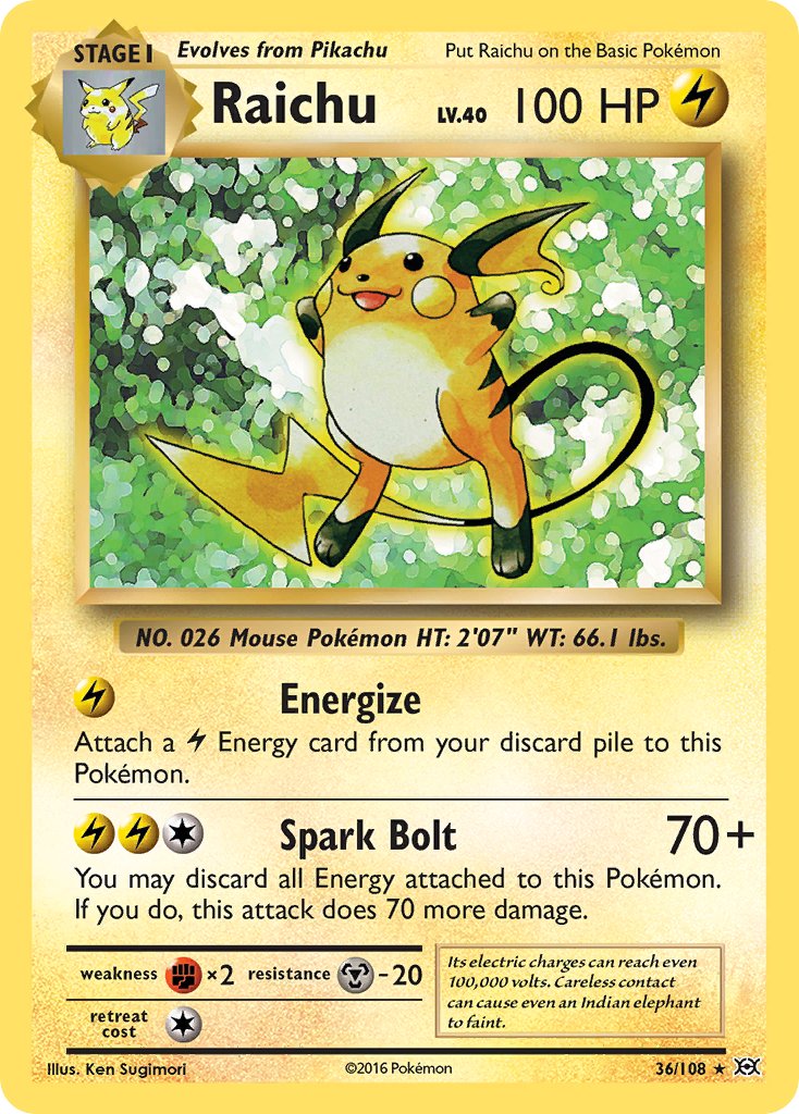 Raichu (36/108) (Theme Deck Exclusive) [XY: Evolutions] | Arkham Games and Comics