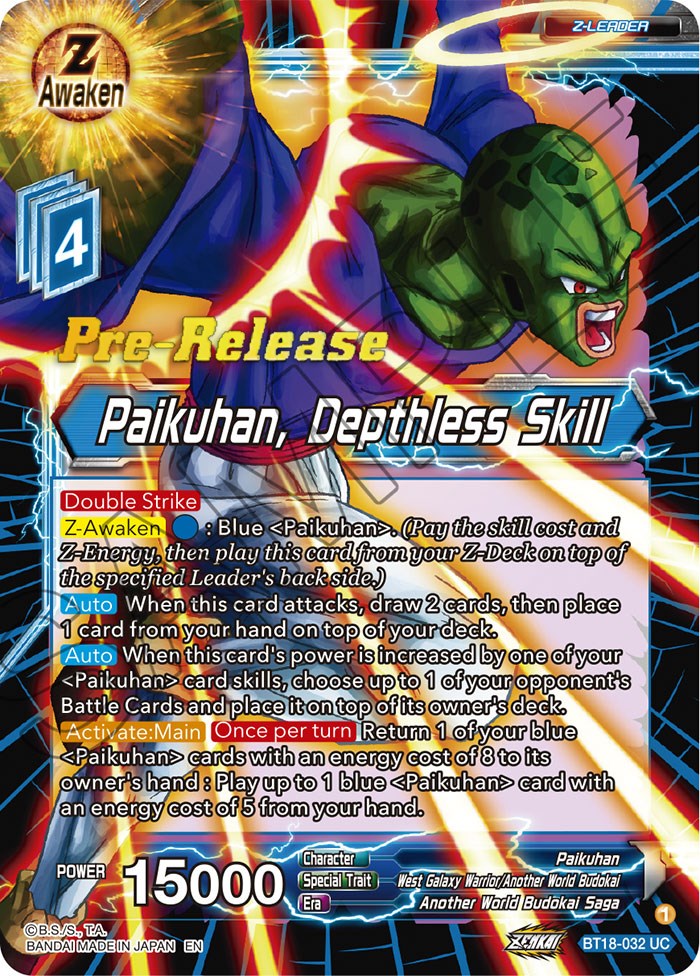 Paikuhan, Depthless Skill (BT18-032) [Dawn of the Z-Legends Prerelease Promos] | Arkham Games and Comics