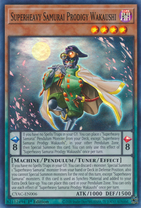 Superheavy Samurai Prodigy Wakaushi [CYAC-EN006] Super Rare | Arkham Games and Comics