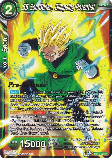 SS Son Gohan, Glimpsing Potential (BT14-065) [Cross Spirits Prerelease Promos] | Arkham Games and Comics