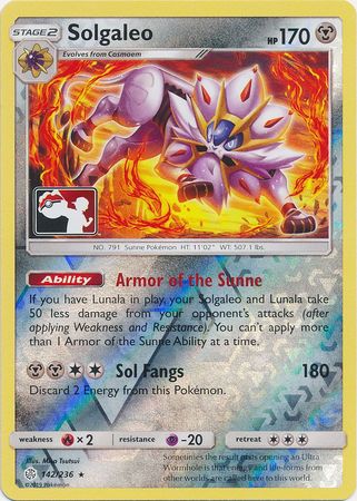 Solgaleo (142/236) (Pokemon Club Special Print) [Sun & Moon: Cosmic Eclipse] | Arkham Games and Comics