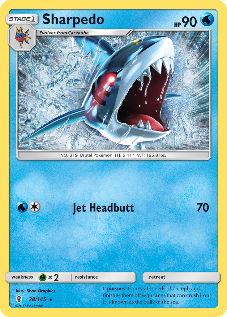 Sharpedo (28/145) [Sun & Moon: Guardians Rising] | Arkham Games and Comics