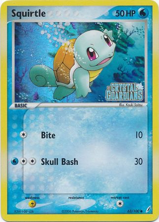 Squirtle (63/100) (Stamped) [EX: Crystal Guardians] | Arkham Games and Comics