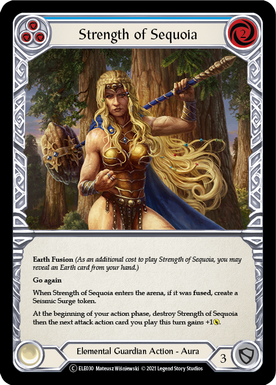 Strength of Sequoia (Blue) [U-ELE030] (Tales of Aria Unlimited)  Unlimited Rainbow Foil | Arkham Games and Comics