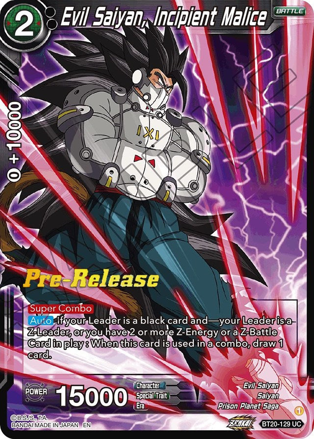 Evil Saiyan, Incipient Malice (BT20-129) [Power Absorbed Prerelease Promos] | Arkham Games and Comics