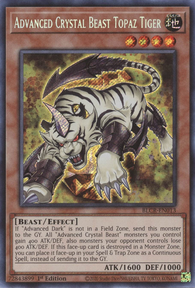 Advanced Crystal Beast Topaz Tiger [BLCR-EN013] Secret Rare | Arkham Games and Comics