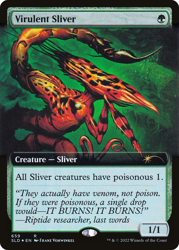 Virulent Sliver (Extended Art) (Step-and-Compleat Foil) [Secret Lair Drop Promos] | Arkham Games and Comics