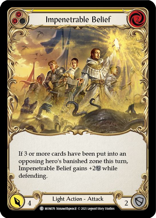 Impenetrable Belief (Yellow) [MON076-RF] (Monarch)  1st Edition Rainbow Foil | Arkham Games and Comics