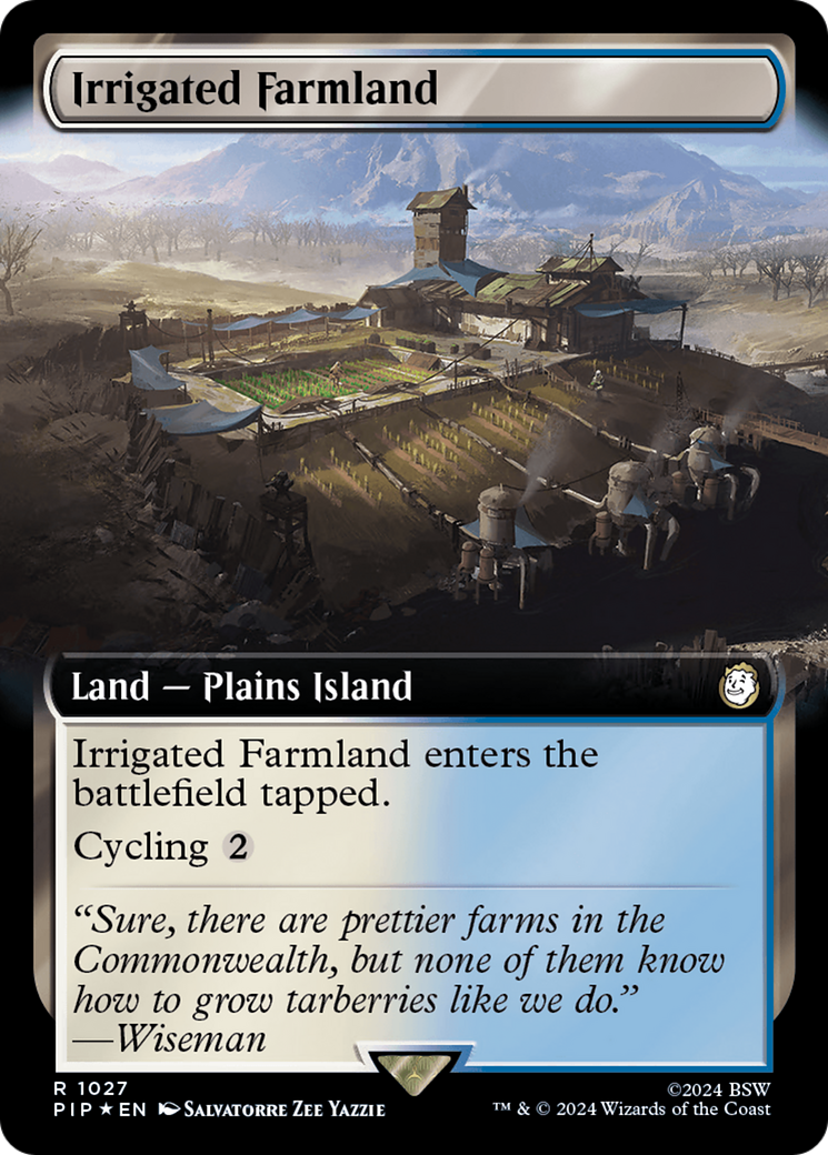 Irrigated Farmland (Extended Art) (Surge Foil) [Fallout] | Arkham Games and Comics