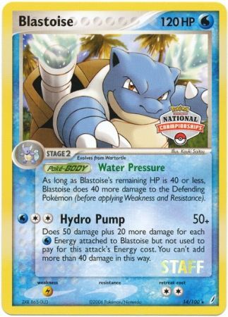 Blastoise (14/100) (National Championship Promo Staff) [EX: Crystal Guardians] | Arkham Games and Comics