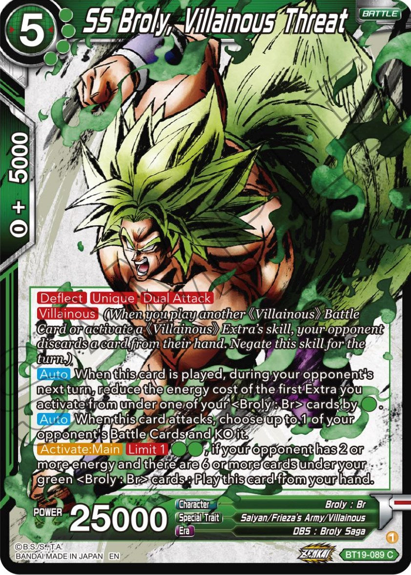 SS Broly, Villainous Threat (BT19-089) [Fighter's Ambition] | Arkham Games and Comics