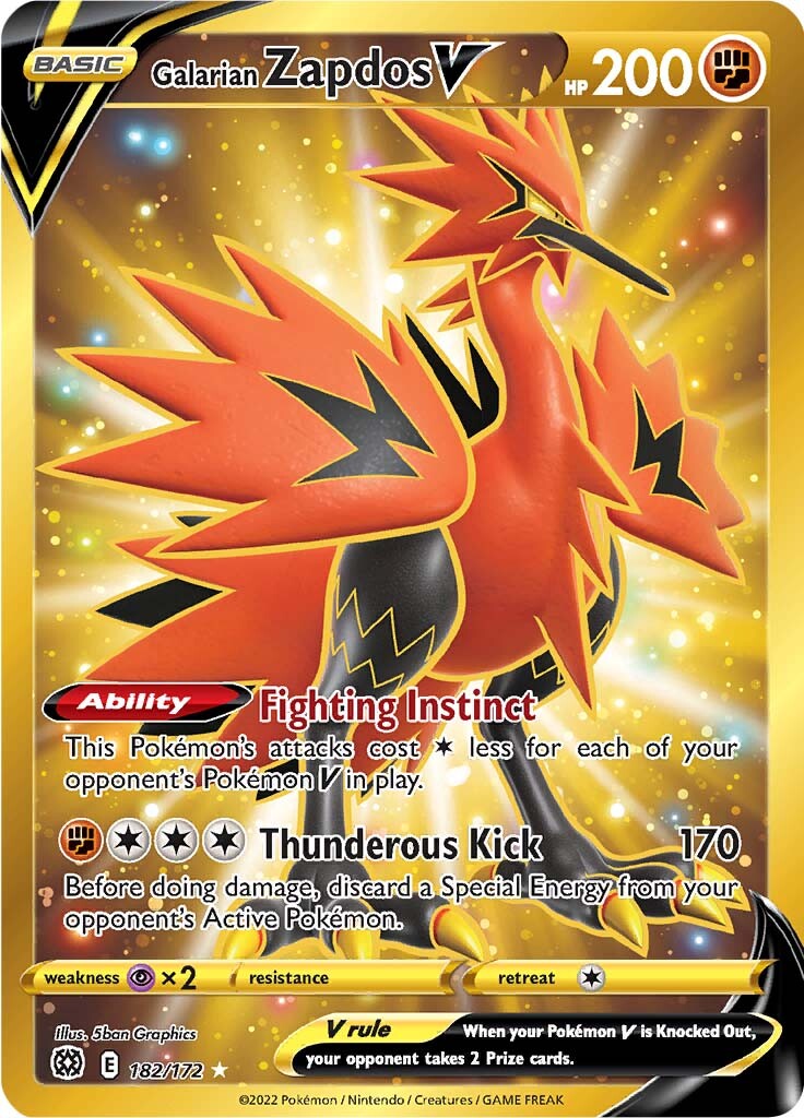 Galarian Zapdos V (182/172) [Sword & Shield: Brilliant Stars] | Arkham Games and Comics