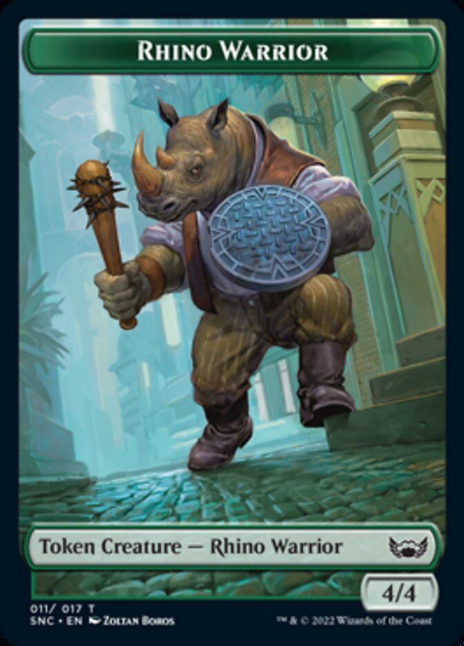 Ogre Warrior // Rhino Warrior Double-sided Token [Streets of New Capenna Tokens] | Arkham Games and Comics