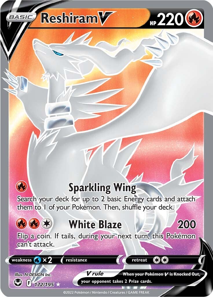 Reshiram V (172/195) [Sword & Shield: Silver Tempest] | Arkham Games and Comics