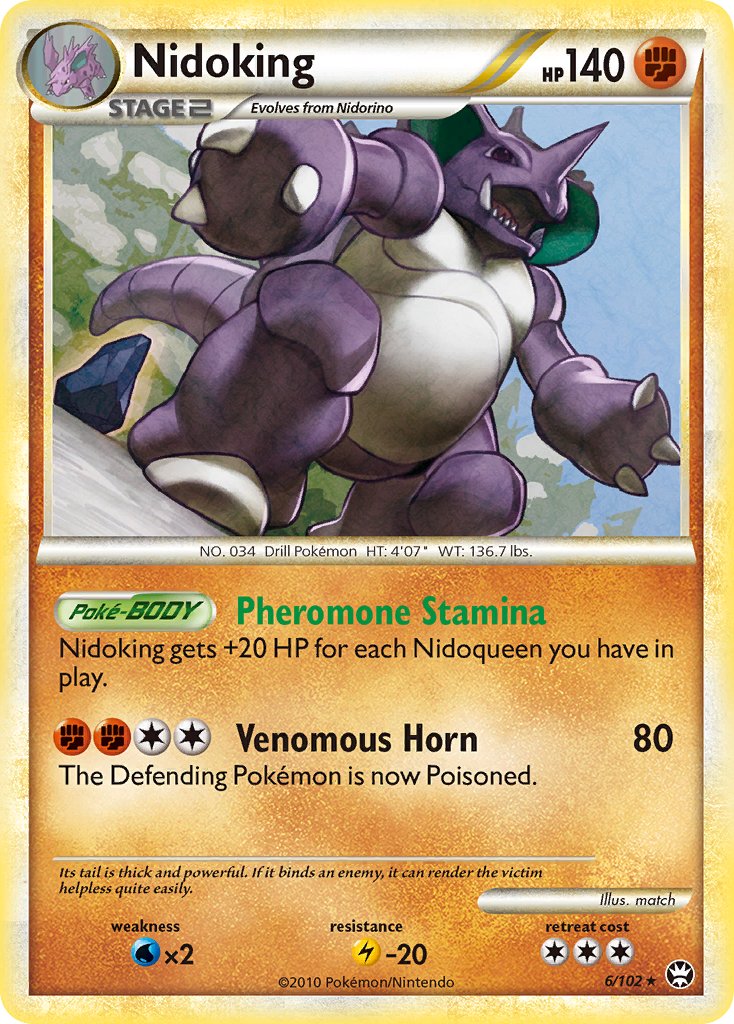 Nidoking (6/102) (Cracked Ice Holo) (Theme Deck Exclusive) [HeartGold & SoulSilver: Triumphant] | Arkham Games and Comics