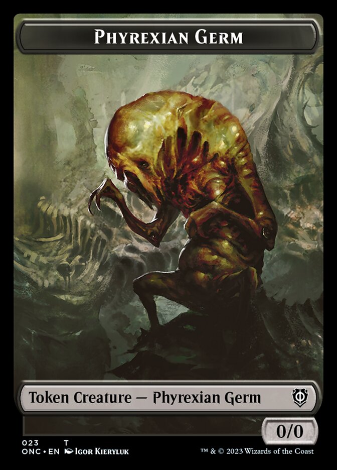 Phyrexian Mite (011) // Phyrexian Germ Double-Sided Token [Phyrexia: All Will Be One Commander Tokens] | Arkham Games and Comics