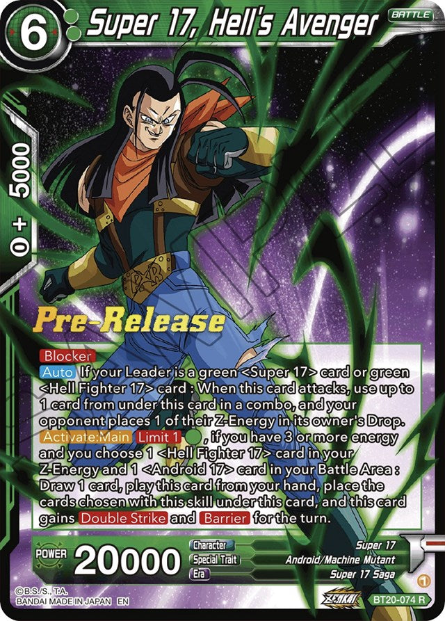 Super 17, Hell's Avenger (BT20-074) [Power Absorbed Prerelease Promos] | Arkham Games and Comics