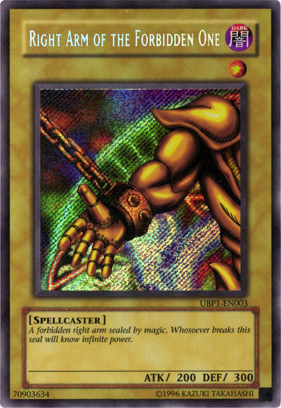 Right Arm of the Forbidden One [UBP1-EN003] Secret Rare | Arkham Games and Comics