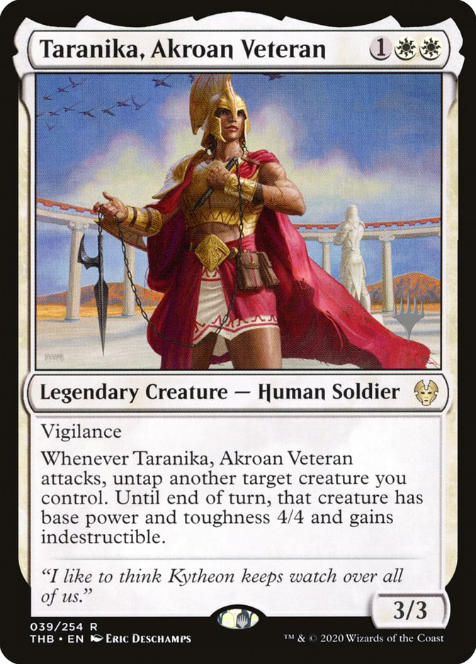 Taranika, Akroan Veteran (Promo Pack) [Theros Beyond Death Promos] | Arkham Games and Comics