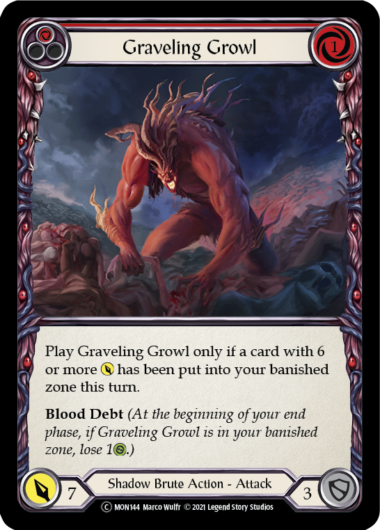 Graveling Growl (Red) [U-MON144-RF] (Monarch Unlimited)  Unlimited Rainbow Foil | Arkham Games and Comics