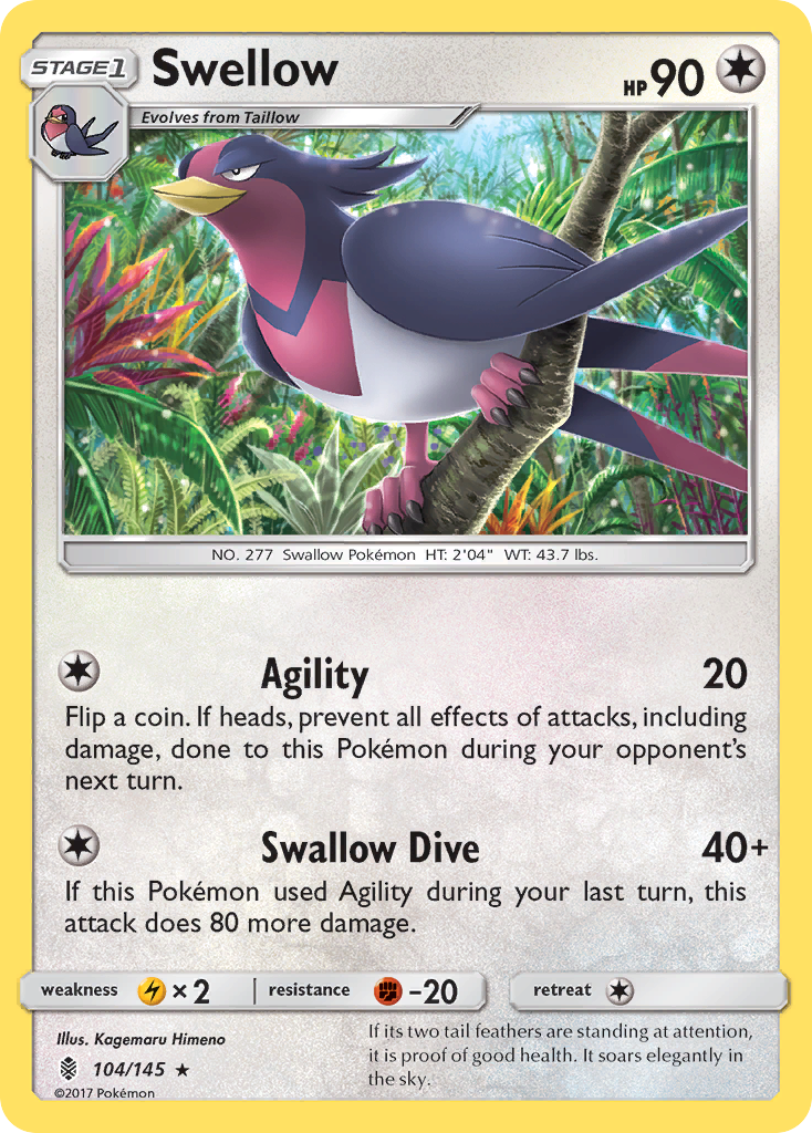 Swellow (104/145) [Sun & Moon: Guardians Rising] | Arkham Games and Comics