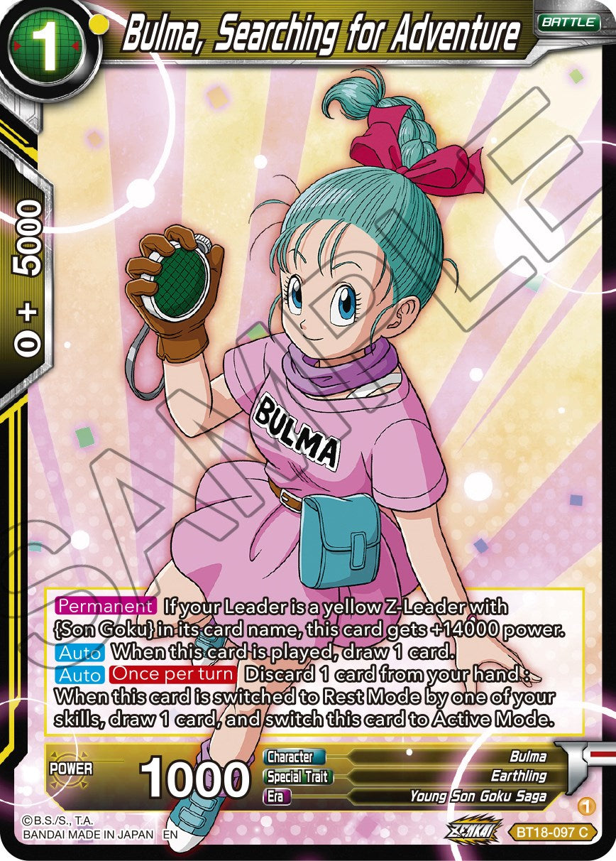 Bulma, Searching for Adventure (BT18-097) [Dawn of the Z-Legends] | Arkham Games and Comics