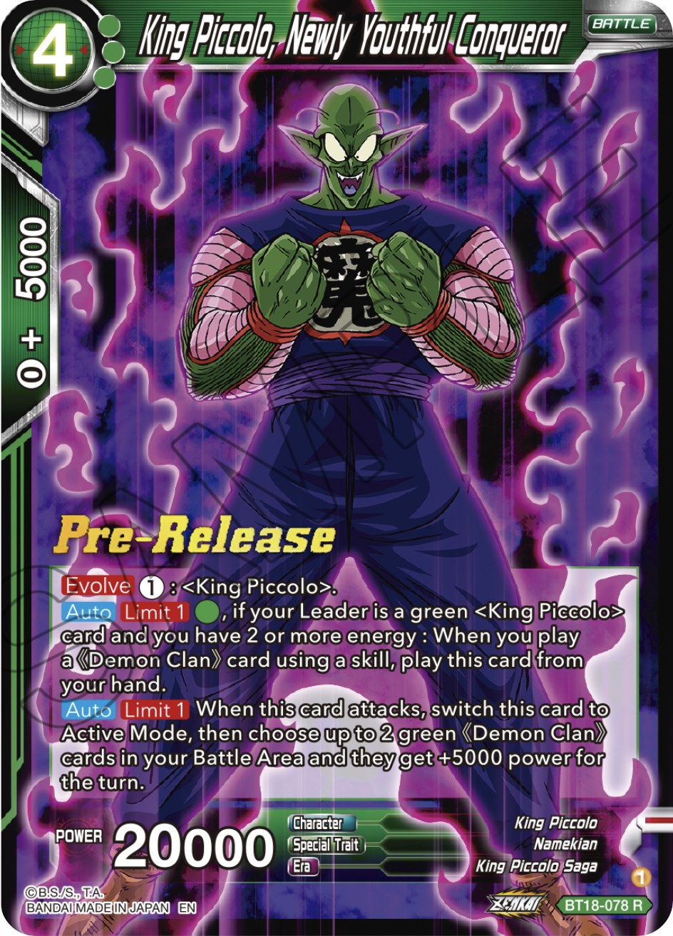 King Piccolo, Newly Youthful Conqueror (BT18-078) [Dawn of the Z-Legends Prerelease Promos] | Arkham Games and Comics