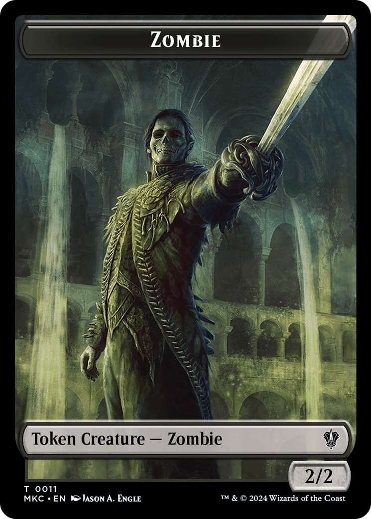 Salamander Warrior // Zombie Double-Sided Token [Murders at Karlov Manor Commander Tokens] | Arkham Games and Comics