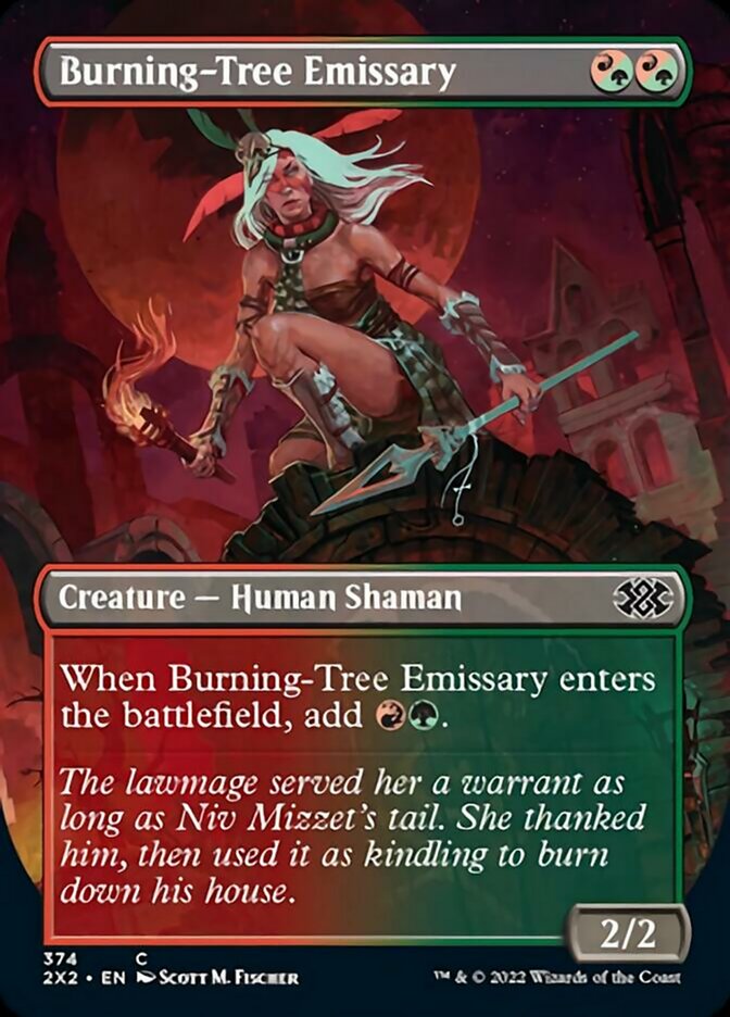 Burning-Tree Emissary (Borderless Alternate Art) [Double Masters 2022] | Arkham Games and Comics