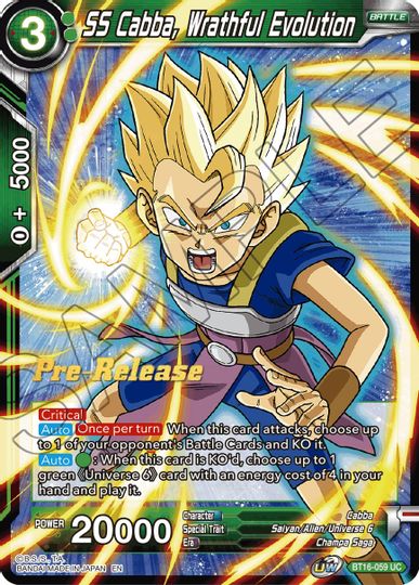 SS Cabba, Wrathful Evolution (BT16-059) [Realm of the Gods Prerelease Promos] | Arkham Games and Comics