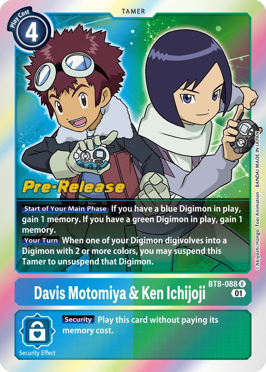 Davis Motomiya & Ken Ichijoji [BT8-088] [New Awakening Pre-Release Cards] | Arkham Games and Comics