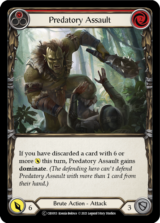 Predatory Assault (Red) [U-CRU013] (Crucible of War Unlimited)  Unlimited Rainbow Foil | Arkham Games and Comics