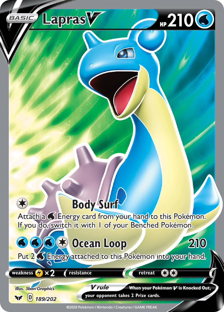 Lapras V (189/202) [Sword & Shield: Base Set] | Arkham Games and Comics