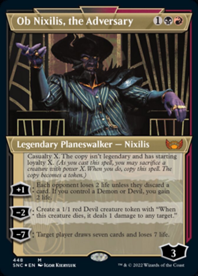 Ob Nixilis, the Adversary (Showcase Art Deco Foil Etched) [Streets of New Capenna] | Arkham Games and Comics