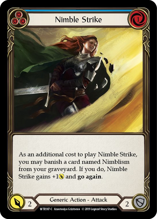 Nimble Strike (Blue) [WTR187-C] (Welcome to Rathe)  Alpha Print Rainbow Foil | Arkham Games and Comics