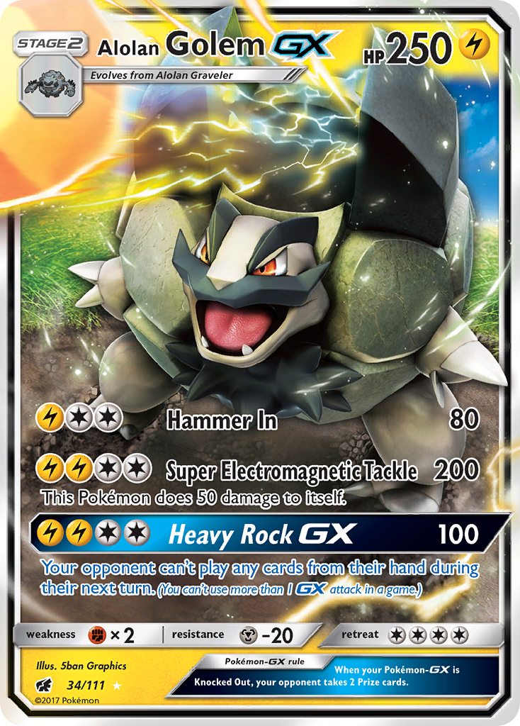 Alolan Golem GX (34/111) [Sun & Moon: Crimson Invasion] | Arkham Games and Comics