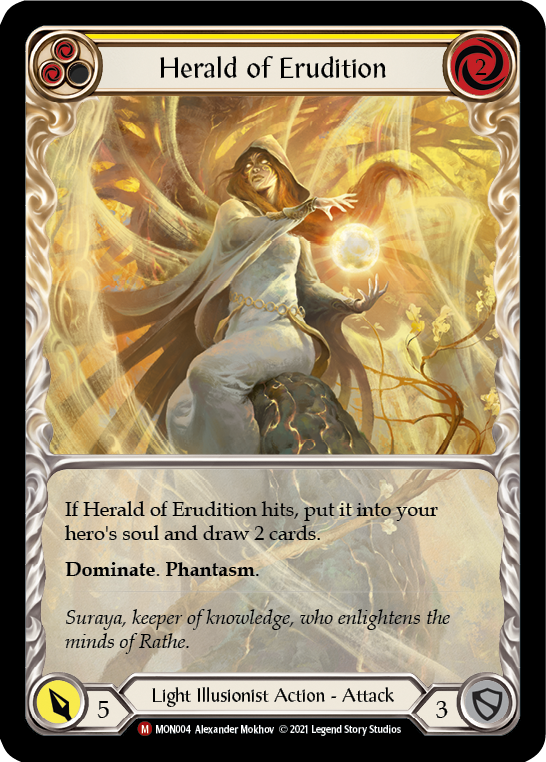 Herald of Erudition (Blue Extended Art) [MON004-EA] (Monarch)  1st Edition Rainbow Foil | Arkham Games and Comics