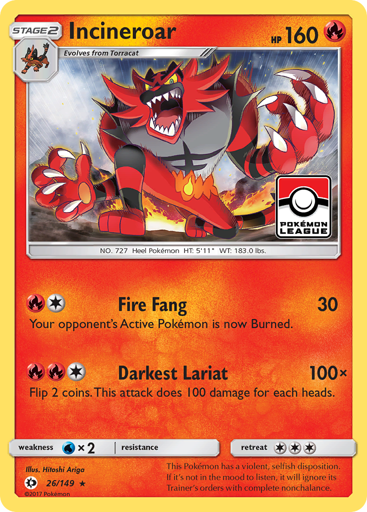 Incineroar (26/149) [Sun & Moon: Base Set] | Arkham Games and Comics