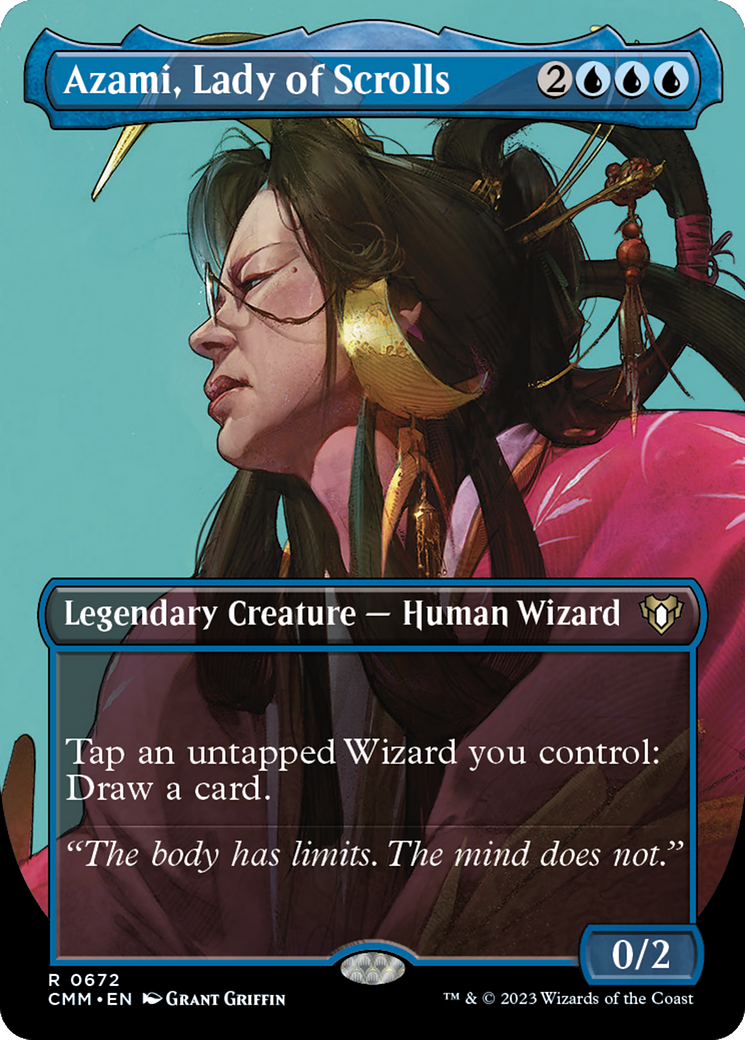 Azami, Lady of Scrolls (Borderless Profile) [Commander Masters] | Arkham Games and Comics