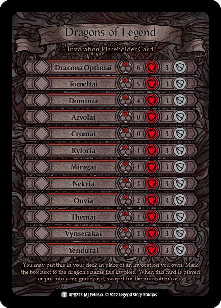 Dragons of Legend Invocation Placeholder Card [UPR225] (Uprising) | Arkham Games and Comics