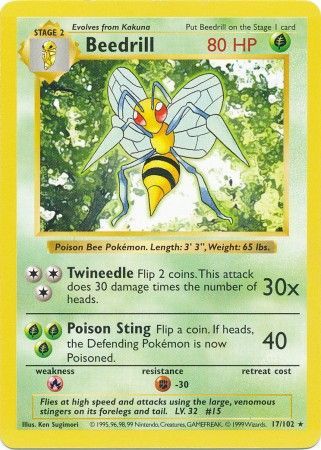 Beedrill (17/102) [Base Set Shadowless Unlimited] | Arkham Games and Comics