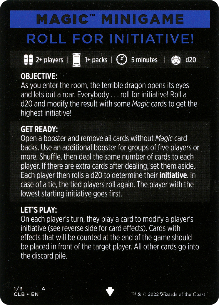 Roll for Initiative! (Magic Minigame) [Commander Legends: Battle for Baldur's Gate Minigame] | Arkham Games and Comics