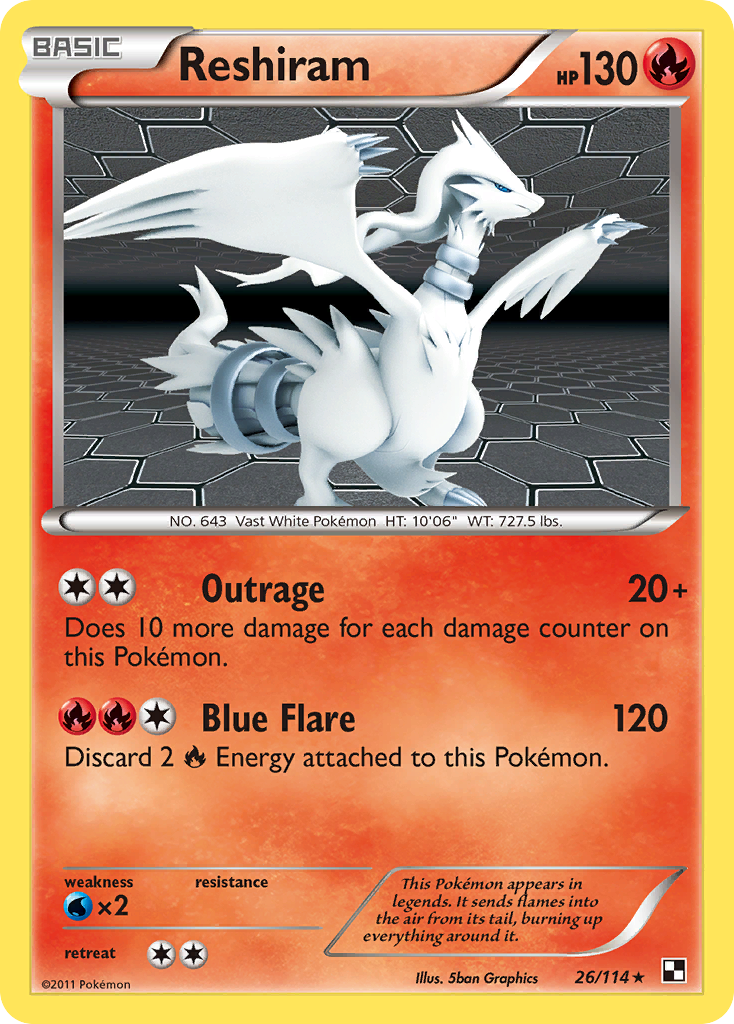 Reshiram (26/114) [Black & White: Base Set] | Arkham Games and Comics