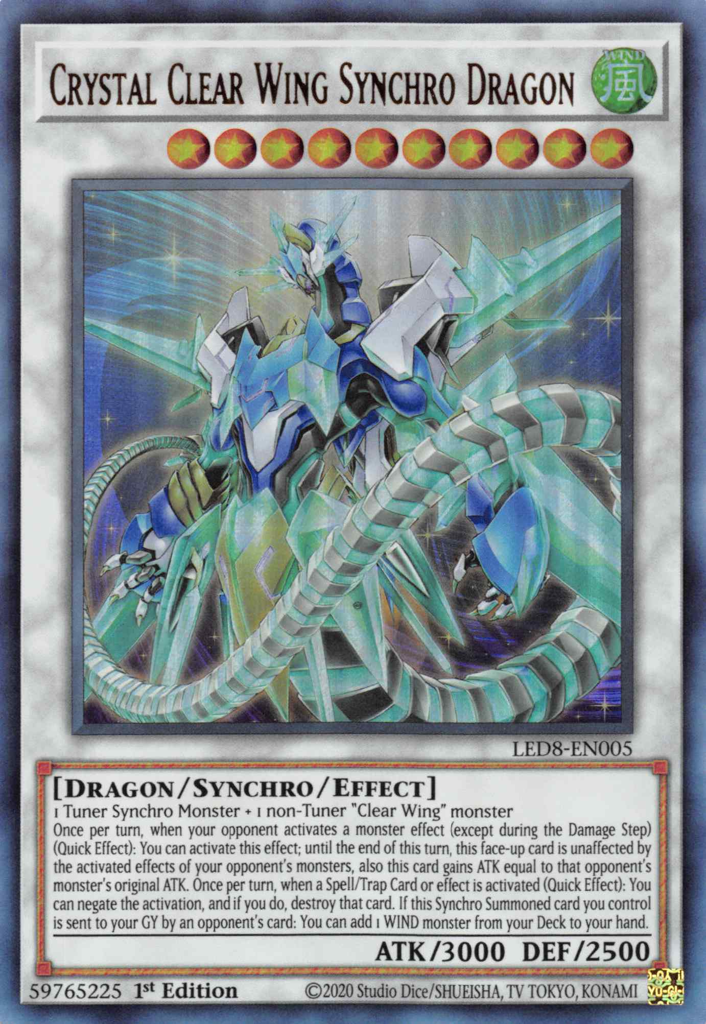 Crystal Clear Wing Synchro Dragon [LED8-EN005] Ultra Rare | Arkham Games and Comics