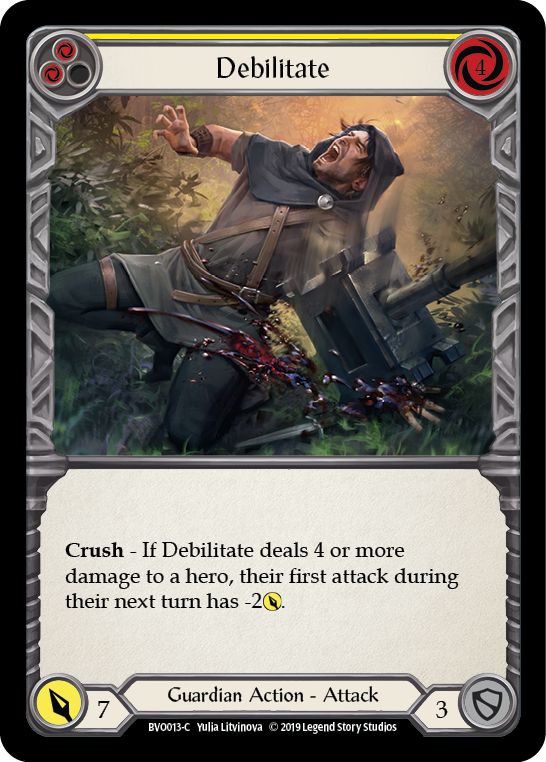 Debilitate (Yellow) [BVO013-C] (Bravo Hero Deck)  1st Edition Normal | Arkham Games and Comics