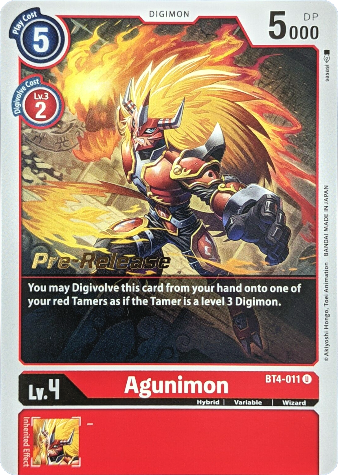 Agunimon [BT4-011] [Great Legend Pre-Release Promos] | Arkham Games and Comics