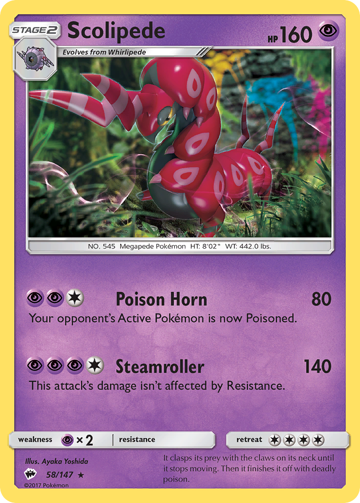 Scolipede (58/147) [Sun & Moon: Burning Shadows] | Arkham Games and Comics